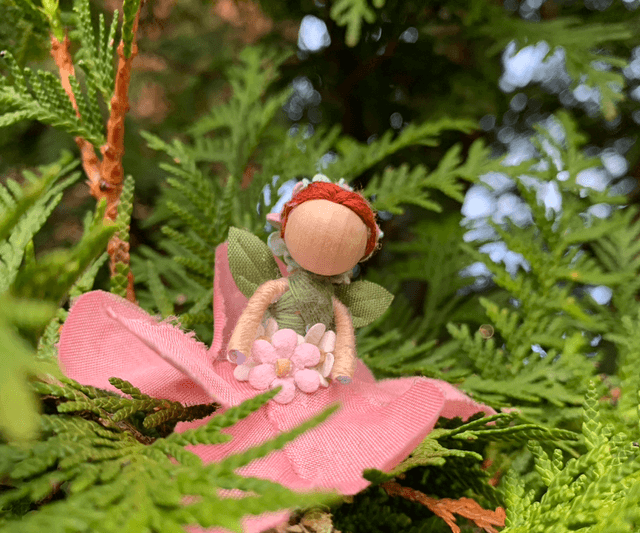 Pink and Green Flower Fairy with Flower Crown