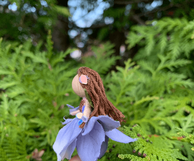 Mini Lilac Flower Fairy with Shimmering Butterfly