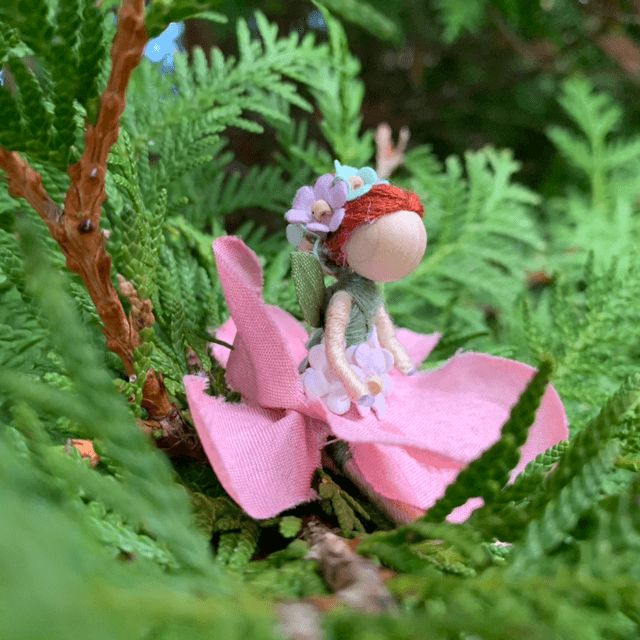 Pink and Green Flower Fairy with Flower Crown