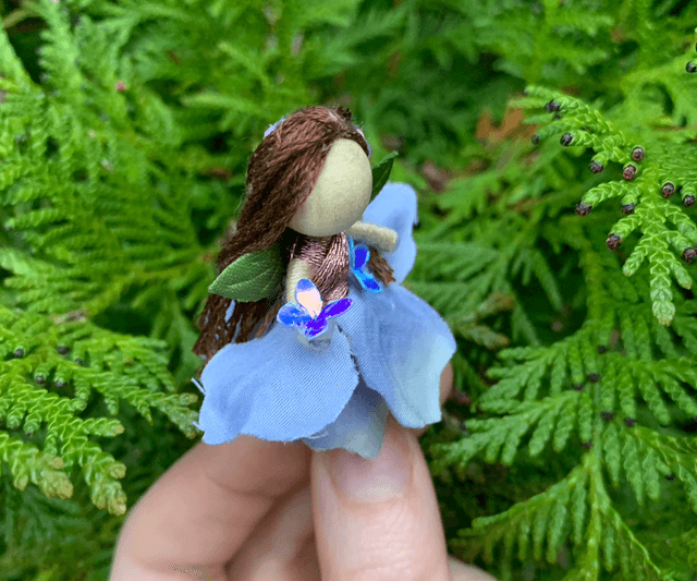 Mini Lilac Flower Fairy with Shimmering Butterfly