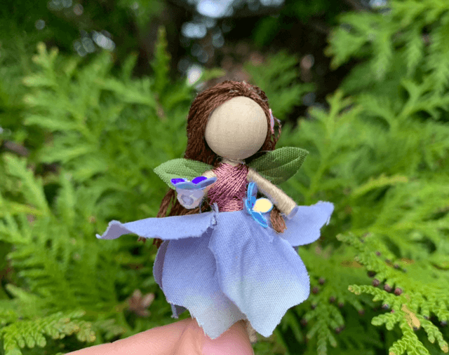 Mini Lilac Flower Fairy with Shimmering Butterfly