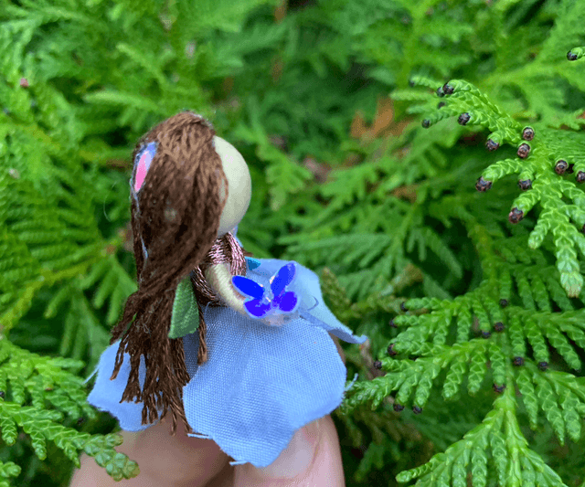 Mini Lilac Flower Fairy with Shimmering Butterfly