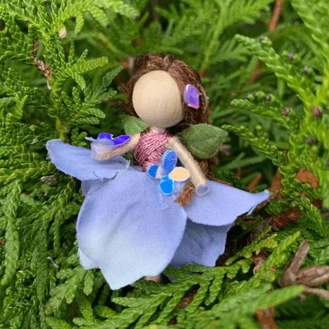 Mini Lilac Flower Fairy with Shimmering Butterfly