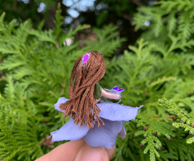 Mini Lilac Flower Fairy with Shimmering Butterfly