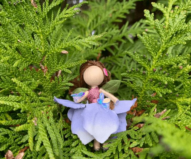 Mini Lilac Flower Fairy with Shimmering Butterfly